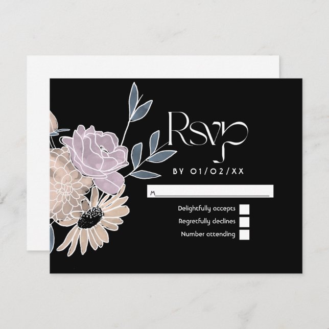 Watercolor Flowers Wedding RSVP Card (Front/Back)