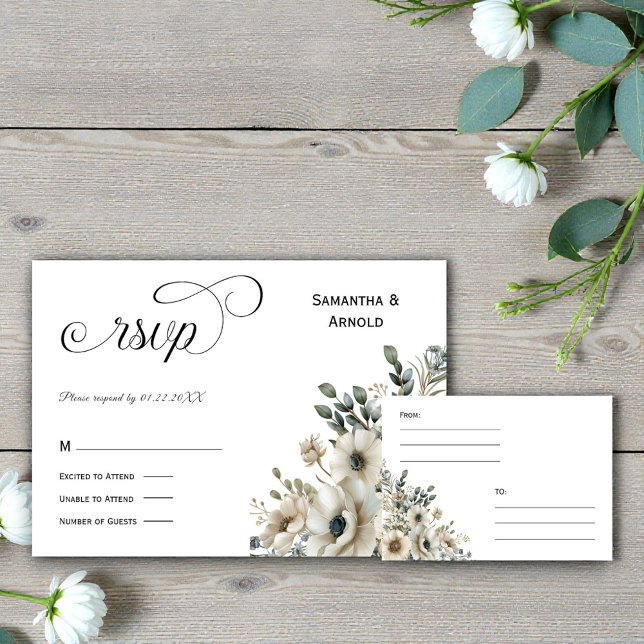 Watercolor Flowers Wedding RSVP Invitation (Creator Uploaded)