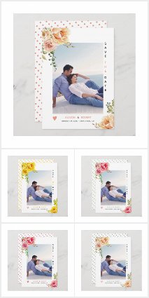 Watercolor flowers wedding Save the Dates
