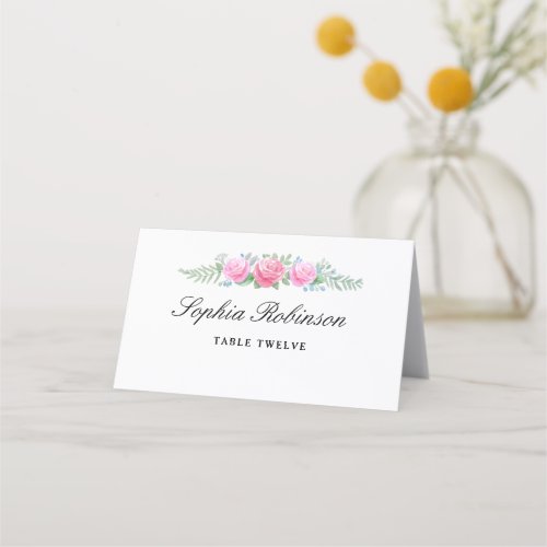 Watercolor Flowers Wedding Table Name Number Place Card