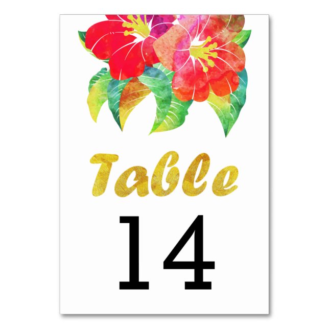 Watercolor flowers wedding table number card (Front)