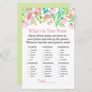 Watercolor Flowers What's in your purse game