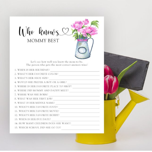 Watercolor flowers Who knows mommy best activity (Creator Uploaded)