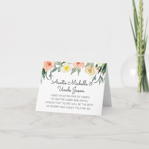 Watercolor Flowers Will You Be My Godparents Invitation