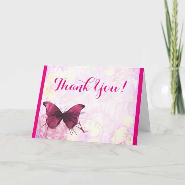 Watercolor Flowers with Butterfly Thank You (Front)