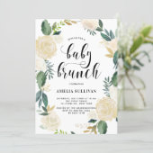 Watercolor Flowers with Glitter Baby Shower Brunch Invitation (Standing Front)