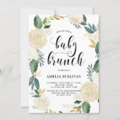 Watercolor Flowers with Glitter Baby Shower Brunch Invitation (Front)