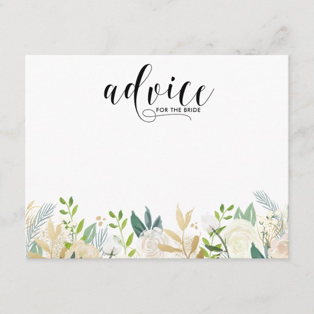 Watercolor Flowers with Gold Foil Advice Card (Front)
