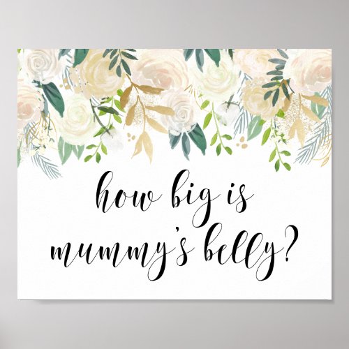 Watercolor Flowers with Gold Foil Baby Shower Poster