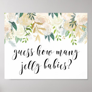 Watercolor Flowers with Gold Foil Baby Shower Poster