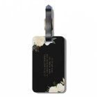 Watercolor Flowers with Gold Foil Monogram Black
