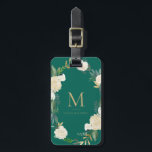 Watercolor Flowers with Gold Foil Monogram Green Luggage Tag<br><div class="desc">Watercolor Flowers with Gold Foil Monogram Green Bag Tag | Elegant and feminine luggage tag featuring watercolor flowers with faux gold foil and faux gold glitter accents with a green background color.</div>