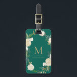 Watercolor Flowers with Gold Foil Monogram Green Luggage Tag<br><div class="desc">Watercolor Flowers with Gold Foil Monogram Green Bag Tag | Elegant and feminine luggage tag featuring watercolor flowers with faux gold foil and faux gold glitter accents with a green background color.</div>