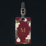 Watercolor Flowers with Gold Foil Monogram Red Luggage Tag<br><div class="desc">Watercolor Flowers with Gold Foil Monogram Red Bag Tag | Elegant and feminine luggage tag featuring watercolor flowers with faux gold foil and faux gold glitter accents with a red background color.</div>