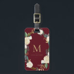 Watercolor Flowers with Gold Foil Monogram Red Luggage Tag<br><div class="desc">Watercolor Flowers with Gold Foil Monogram Red Bag Tag | Elegant and feminine luggage tag featuring watercolor flowers with faux gold foil and faux gold glitter accents with a red background color.</div>