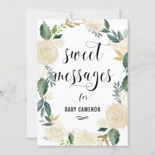 Watercolor Flowers with Gold Glitter Baby Messages