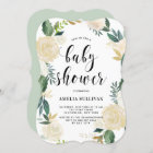 Watercolor Flowers with Gold Glitter Baby Showers