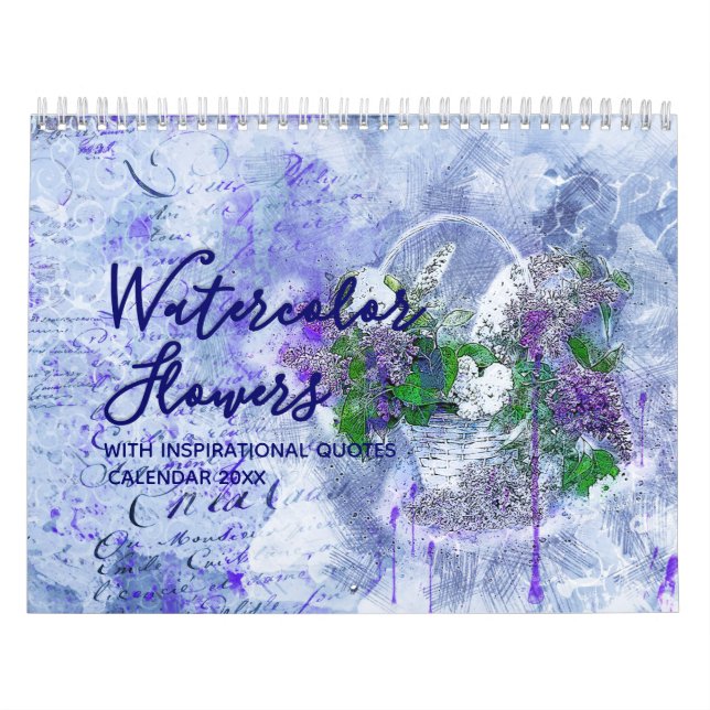 Watercolor Flowers with Motivation Quotes Calendar (Cover)