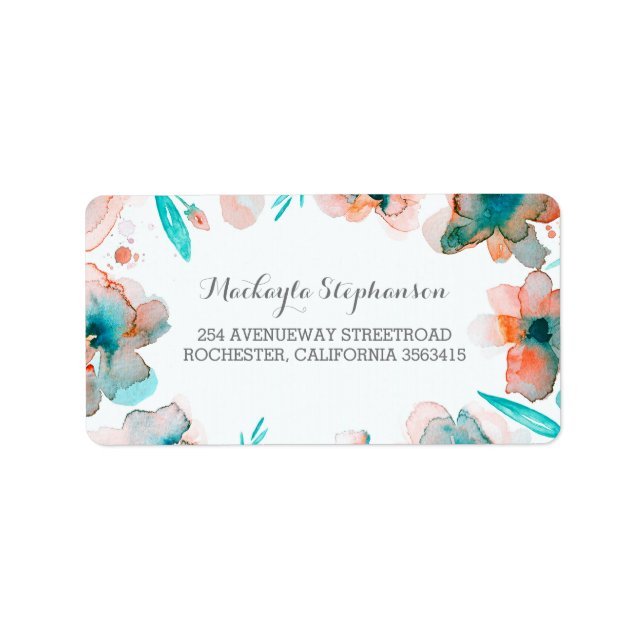 Watercolor Flowers Wreath Label (Front)