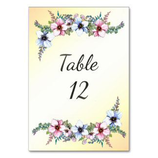 Watercolor Flowers Yellow Shine   Table Number