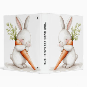 Watercolor Fluffy Bunny Carrot Love  3 Ring Binder