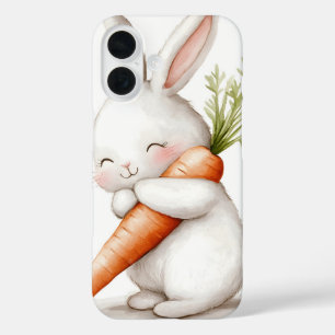 Watercolor Fluffy Bunny Carrot Love iPhone 16 Case