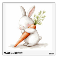 Watercolor Fluffy Bunny Carrot Love 