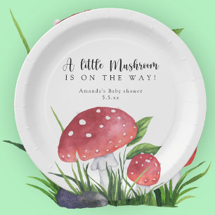 Watercolor fly agaric is on the way! baby shower paper plates