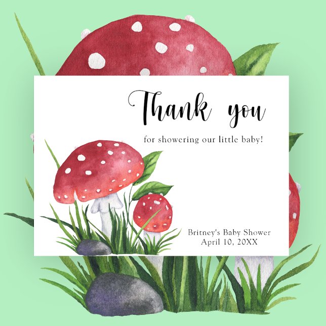 Watercolor fly agaric - thank you baby shower card (Creator Uploaded)