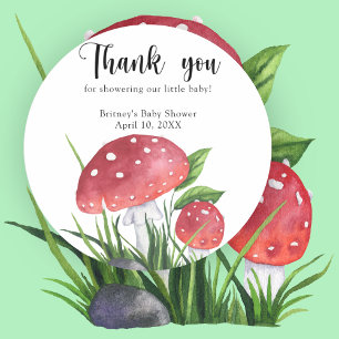 Watercolor fly agaric - thank you baby shower classic round sticker