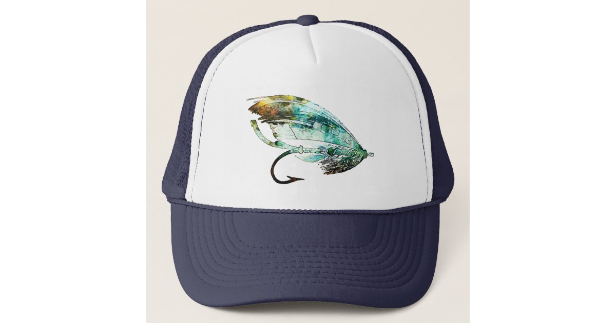 Watercolor Fly Fishing Lure art Trucker Hat
