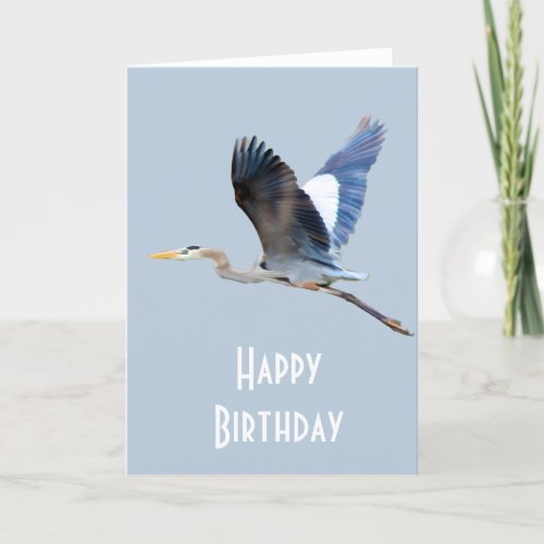 Watercolor Flying Blue Heron Card