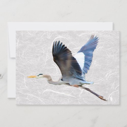 Watercolor Flying Blue Heron Invitation