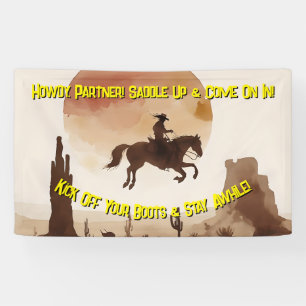 Watercolor Flying Cowboy Banner