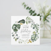 Watercolor foliage 30th birthday party invite (Standing Front)