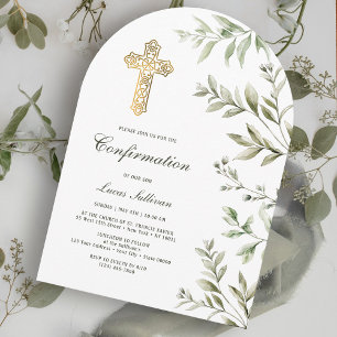 Watercolor Foliage Arch Confirmation Invitation