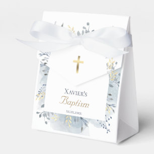 watercolor foliage Baptism Favor Boxes