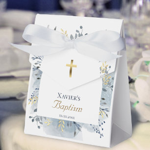 watercolor foliage Baptism Favor Boxes