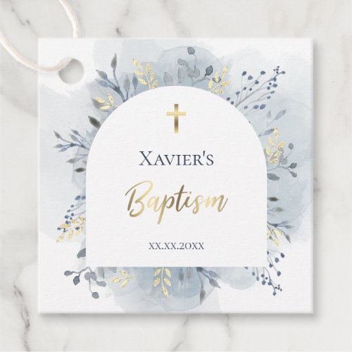 watercolor foliage Baptism Favor Tags