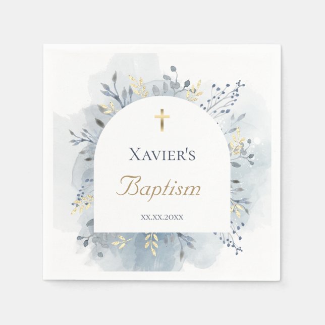 watercolor foliage Baptism  Napkins (Front)