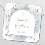 watercolor foliage Baptism Square Sticker<br><div class="desc">Baptism stickers</div>