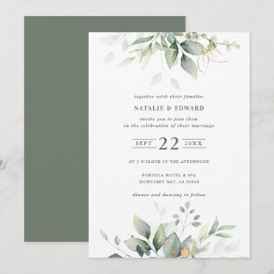 Watercolor foliage botanical greenery wedding