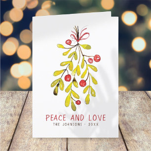 Watercolor Foliage Botanical Holly Berry Christmas Holiday Card