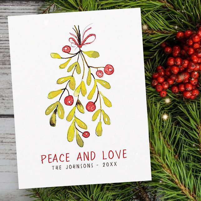 Watercolor Foliage Botanical Holly Berry Christmas Holiday Card (Creator Uploaded)