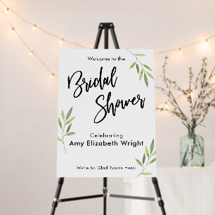 Watercolor Foliage Bridal Shower Welcome Sign