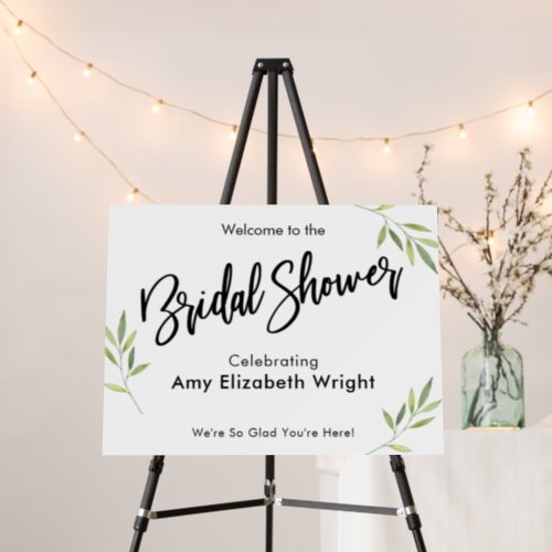 Watercolor Foliage Bridal Shower Welcome Sign