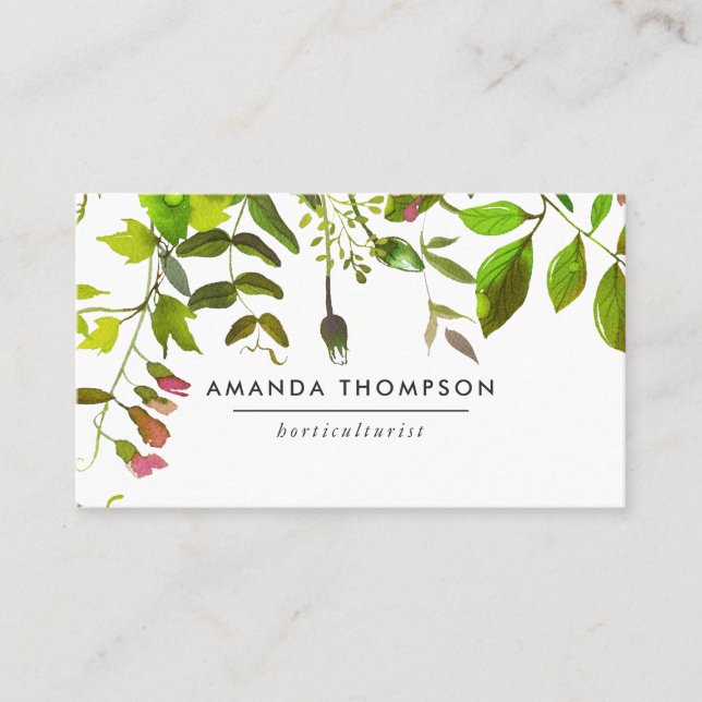 Watercolor Foliage Business Card (Front)
