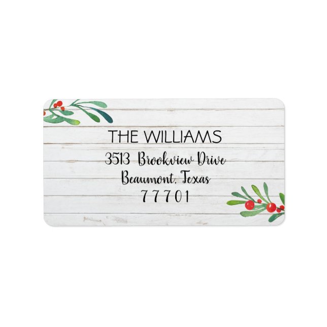 Watercolor Foliage Christmas Address Label (Front)