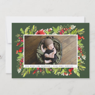 Watercolor foliage christmas birth announcement