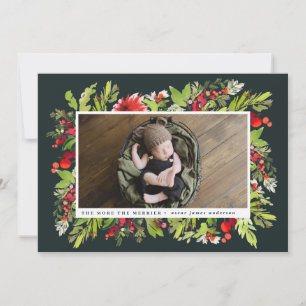 Watercolor foliage christmas birth announcement